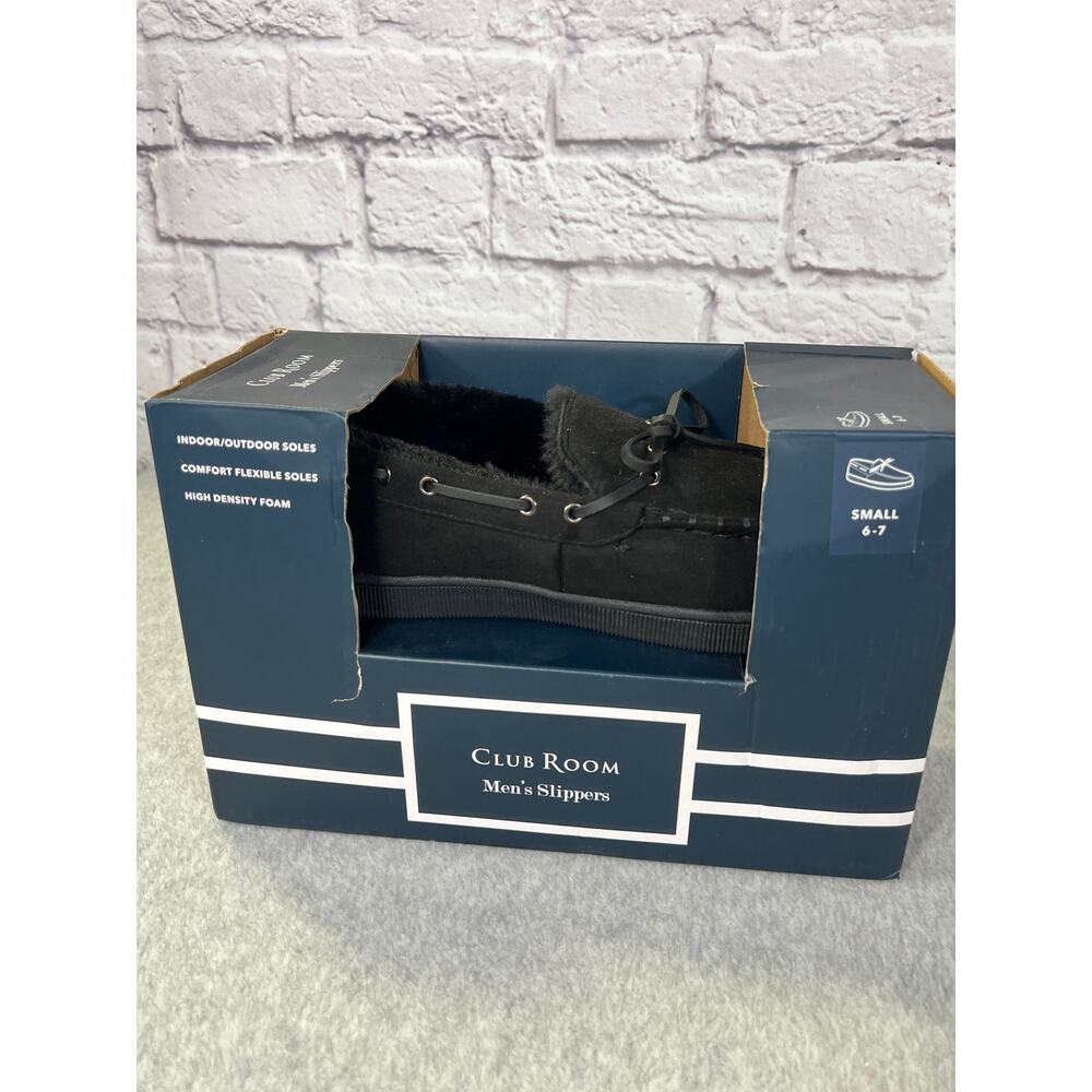 NEW Club Room Black Loafer Style Slippers SIze Small 6-7
